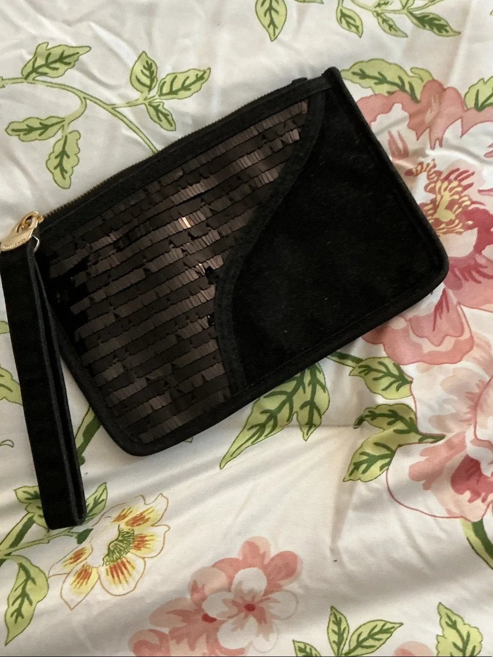 Black Sequin Wristlet Clutch - Unbranded